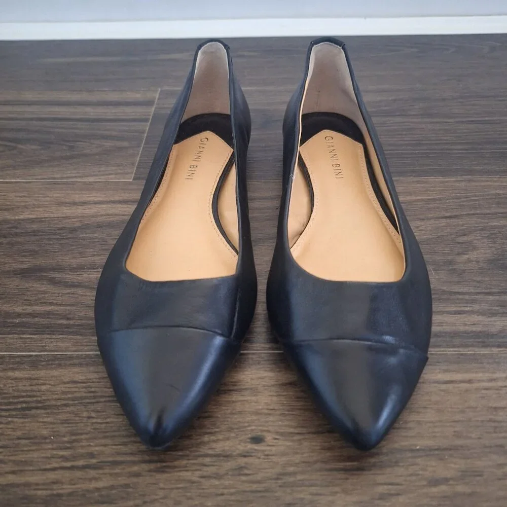 💙 Gianni Bini Leather Upper Pointed Toe Ballet Flats Size 9.5 Preppy Office Wor